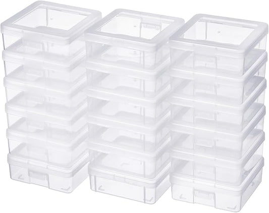 18 Pack Small Clear Plastic Storage Boxes with Lids, Arts & Crafts Storage Boxes & Organizers Storage Container Craft Jewelry Life Item Organizer for Puzzles, Pens, Rings,Nail Polish