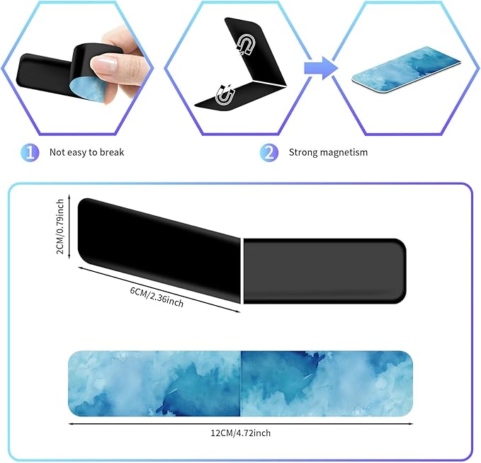 96 Pieces Magnetic Bookmarks Magnet Page Markers - Book Marks for Reading Women & Men with Storage Boxes - Cute Magnet Bookmark Clips for Reading Pleasure（Watercolor）