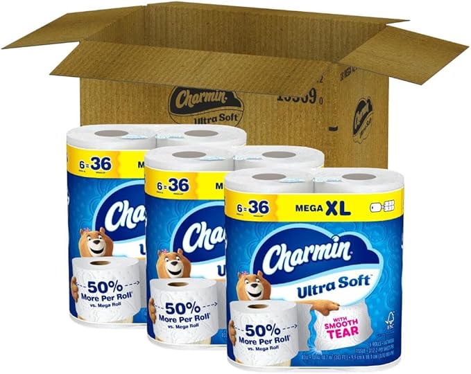 Charmin Ultra Soft Toilet Paper, 18 Mega XL Rolls = 108 Regular Rolls