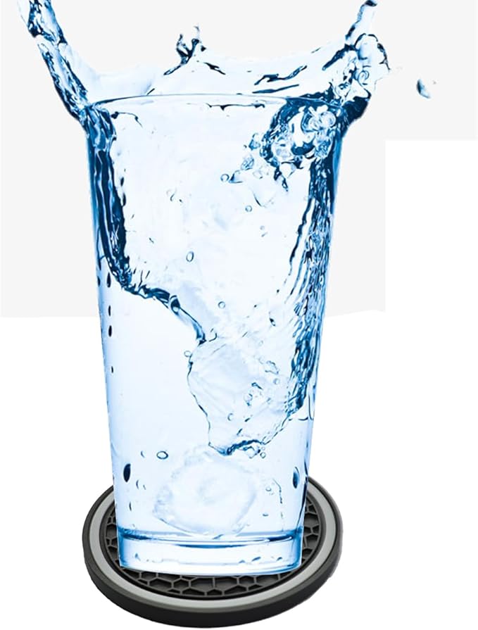 Car Cup Coaster Universal Automotive Waterproof Non-Slip Cup Holders Sift-Proof Spill Holder Car Interior Accessories 2 Pack Black & Gray