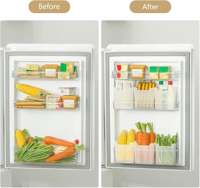 Poeland Refrigerator Organizer Box, Fridge Side Door Storage Containers Plastic Translucent Pack of 6
