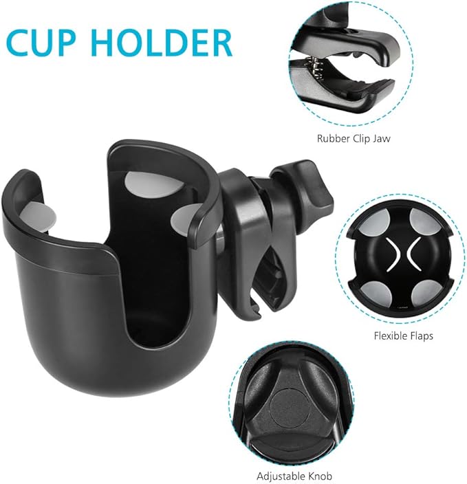 Accmor Stroller Cup Holder, Universal Cup Holder for Uppababy Nuna Doona Strollers, Bottle Drinks Holder for Wheelchair, Walker, Bike, Scooter, 2 Pack