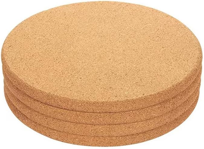 YF-ANEN 7 Inch Cork Tripod, Thermal Pad, Round Cork Board for Kitchen, Dining Table, Pots and Pans, Plants, Craft Tea Insulation Pads (Set of 6)