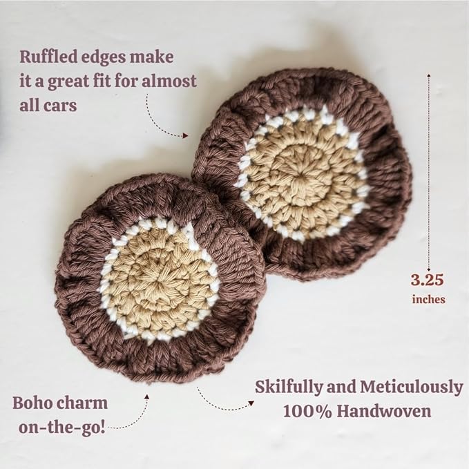 Cotton Crotchet Ruffled Flower Coaster Set (Warm Mocha)