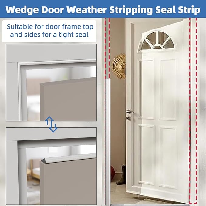 Wedge-Shape Window Weather Stripping Door Frame Seal Strip 118” Brown,Upgrade Black Foam,Soundproofing,Draft Stopper,Winter Insulation,Noise Blocker, Gap Filler for Exterior Front Door Side