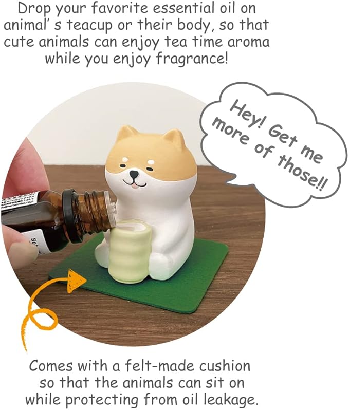 Stone Diffuser Tea-Drinking Animals [ Designed in Japan] Non Electric Passive Diffuser for Essential Oil and Aromatherapy (Ceramic/Clay) (Tea-Drinking Capybara)