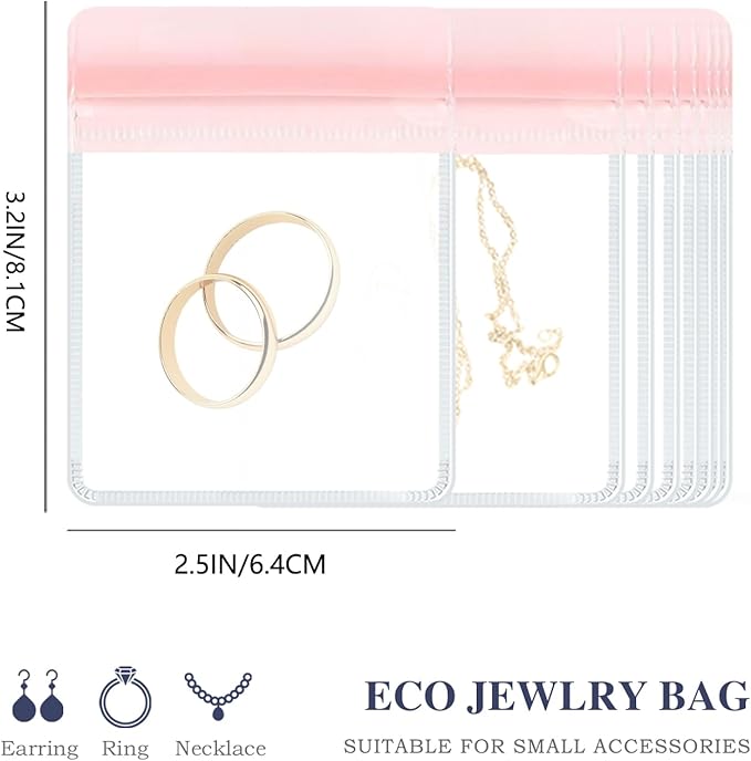 Travel Jewelry Bags, 20Pcs Clear Travel Jewelry Organizer, Portable Anti Tarnish Jewelry Storage Pouch Bag Gift for Women Girl, 20Pcs Pink Bags