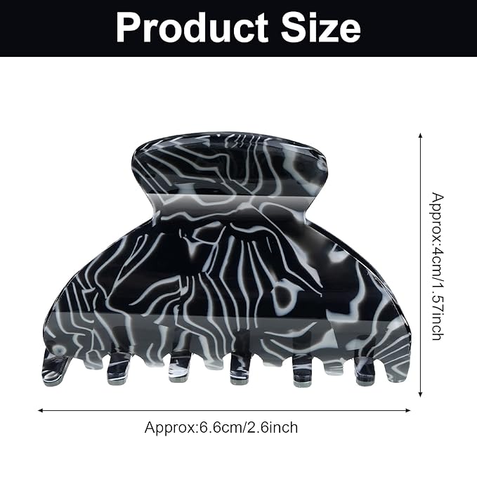 WILLBOND 6 Pieces Medium Hair Claw Clips for Thin Hair 2.6 Inch Tortoise Shell Clip Banana Jaw Hairpin French Style Barrettes Head Accessories for Women Girls(Delicate Patterns)