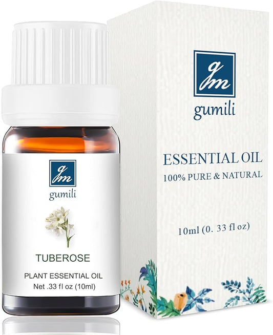 Tuberose Essential Oil - Pure Natural Fragrance for Aromatherapy, Perfume Making, Candles, Soap, Room Spray, Diffuser Blends - Organic, 10mL Undiluted