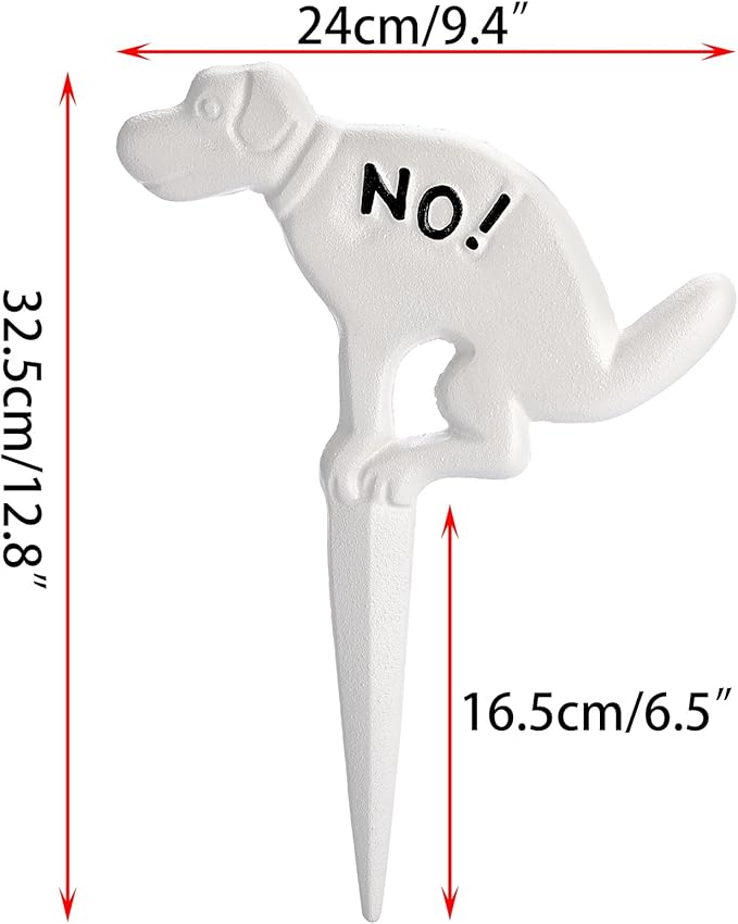 JUXYES Pack of 2 Cast Iron No Pooping Yard Sign Stake, No Dog Allowed Poop Spike Garden Hose Guides Decorative Stake for Garden Lawn Yard