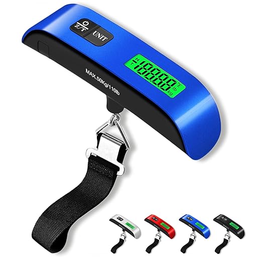 Luggage Scale, 110lb Luggage Weight Scale with 4 Unit Switching Functions & LED Display, Luggage Scale Travel Digital for Weighing Luggage, Backpacks, Packages and Markets (Blue)