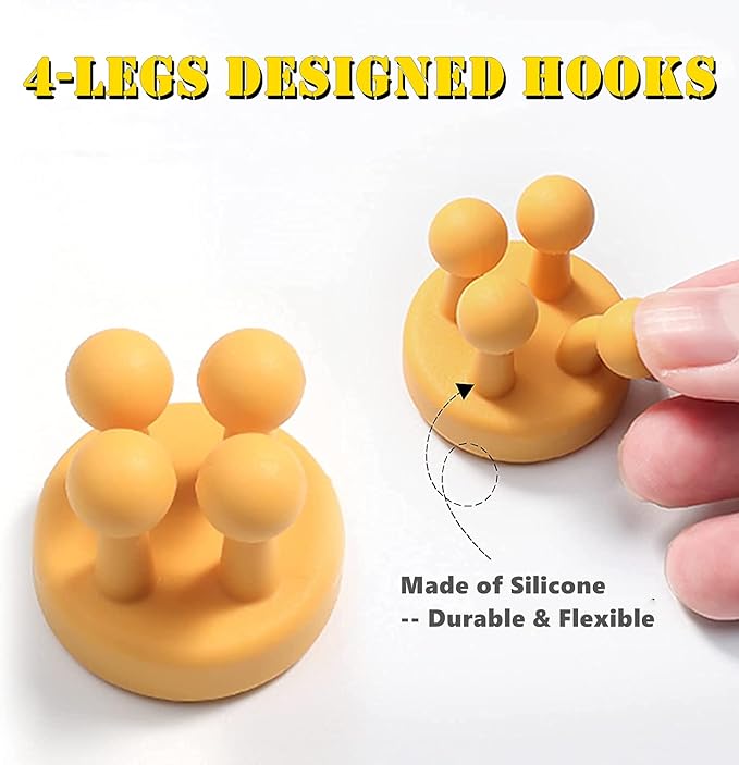 Silicone Toothbrush Holders - 4 Pcs Razor Hooks, Adhesive Wall Mounted for Hanging Towels, Keys, Plugs, Cables, Utility Decor. Stick-on Essentials for Dorm Rooms, Kitchens, Bathrooms, Home, Office.