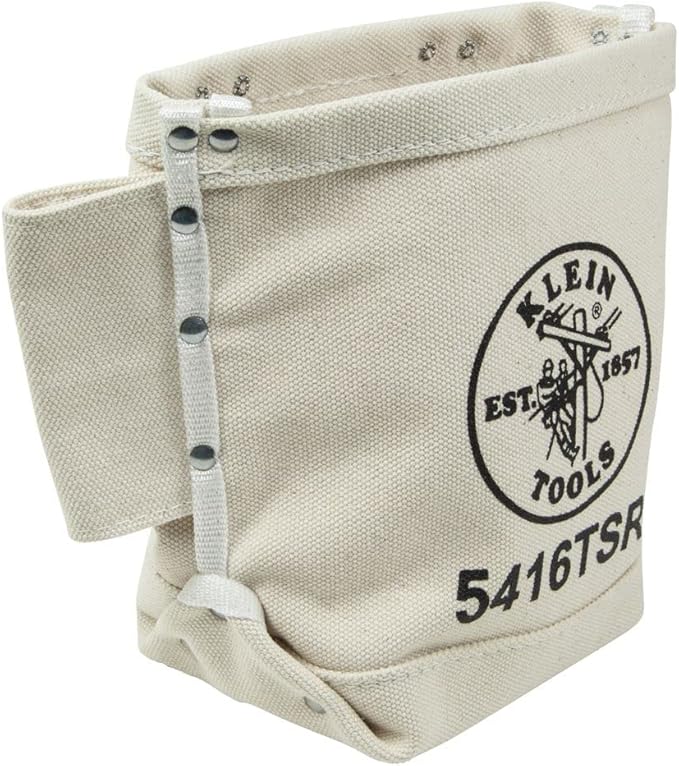 Klein Tools 5416TSR Tool Bag, Bolt Bag with Bull Pin Loops and Drain Holes, Sturdy No. 4 Canvas, Tunnel Loop Connect, 5 x 9 x 10-Inch (Pack of 2)