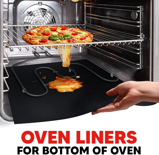 Oven Liners for Bottom of Oven with Baking Sheet Mat, Heat Resistant Stove Liners for Bottom of Electric Stove and Teflon Sheets for Baking, Reusable Mat for Electric Range