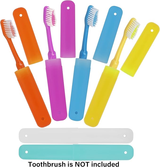 6 Pcs Travel Toothbrush Case Holder, Breathable Portable Toothbrush Container, Multiple Color Clear Toothbrush Holder for Home Trip Camping