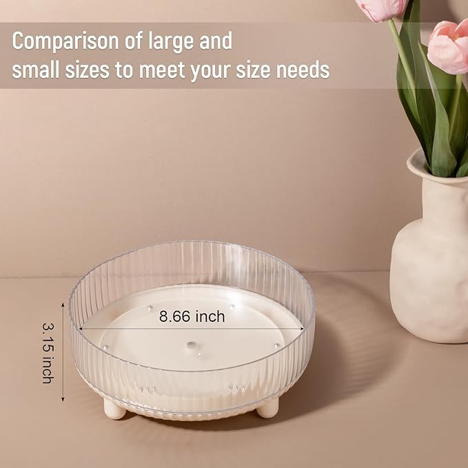 Anyoifax 360 Rotating Makeup Organizer Perfume Tray Skincare Holder Spinning Cosmetic Storage Bathroom Countertop Organizer Lazy Susan Turntable for Dresser, Vanity, Kitchen, Small Beige