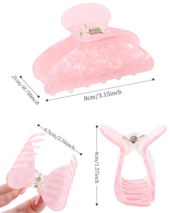 4Pcs Large Acrylic Clips - Big Non-Slip Banana Barrettes for Thick Hair, Strong Hold Jaw Clips for Women Girls