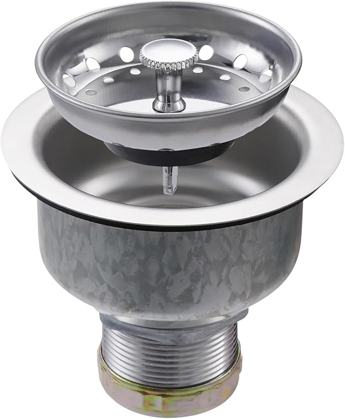 ZM Kitchen Sink Stainless Steel Deep Locking Basket Strainer with Drain Assembly, 3-1/2 Inch Sink Drain Stopper Plug