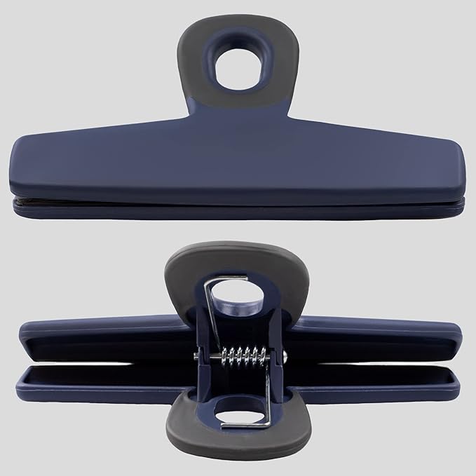 COOK WITH COLOR Food Clips - Wide Heavy Duty Chip Clips, Large Bag Clips for Food Storage with Air Tight Seal Grip, Pack of 8, Blue
