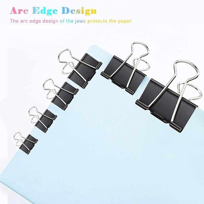 Mini Binder Clips, 576 Pack, 5/8 Inch, Black, Standard 15mm, Micro Paper Clips, Fold Clamp, Capacity 0.23 Inch, Office and School Supplies