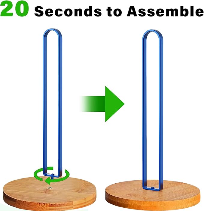 TONLEA Wooden Paper Towel Holder Countertop, Kitchen-Towel-Holder FreeStanding with Non-Slip Base for Bathroom