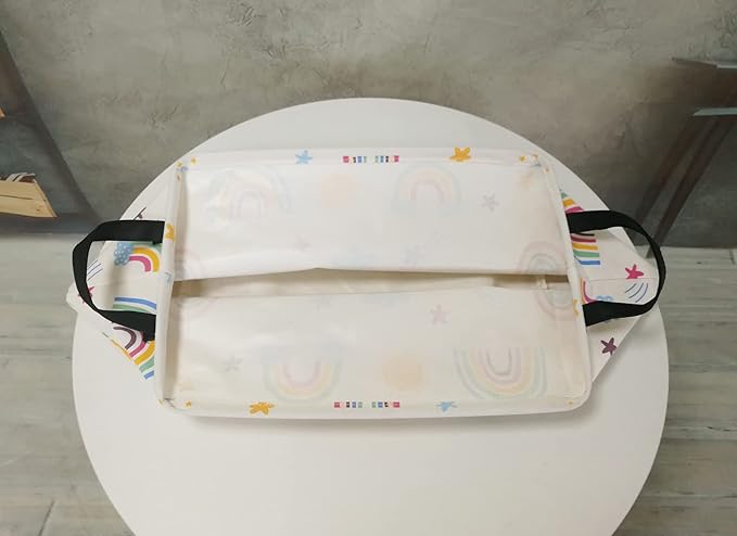 Rectangle Gift Storage Basket Home Shelf Storage Basket Organizer Box Clothes Laundry Hamper Nursery Basket Laundry Basket with Handles (Rainbow)