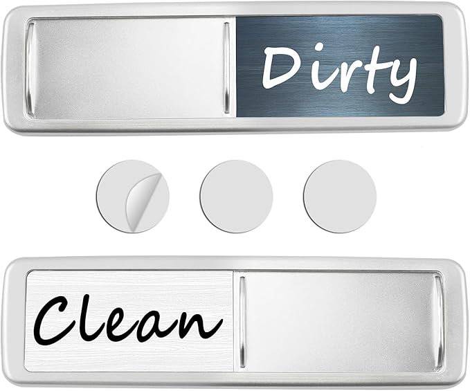 Dishwasher Magnet Clean Dirty Sign, Slide Strong Clean and Dirty Magnet Indicator for Dishwasher, Non-Scratch, Easy to Read, Self-Adhesive Stickers for Non-Magnetic Dishwasher（Darkblue White）