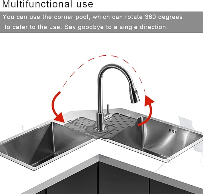 2-Pack Bytelive Silicone Sink Mat, Mini Sink Splash Guard and Soap Sponge Holder for Kitchen Countertop Protect with Self Draining Design (8.3" x 5.7", 2-Pack Gray)