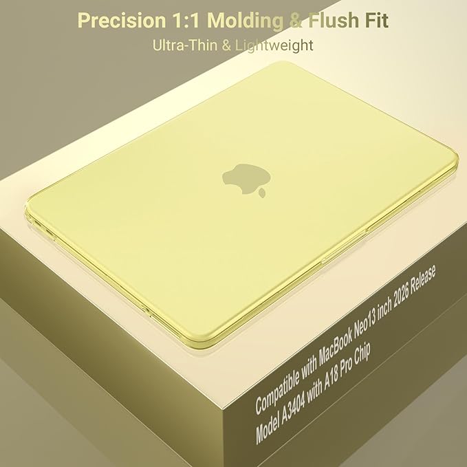 MOSISO Compatible with MacBook Neo Case 13 inch 2026 Release Model A3404 with A18 Pro Chip, 4 in 1 Kit Precision Fit Crack & Scratch Resistant Protective Hard Shell Case Cover, Citrus