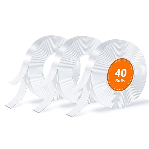 Double Sided Tape, Nano Tape, Transparent Adhesive Tape, Traceless Adhesive Tape, Removable, Washable, Reusable, Suitable for Carpets, Photo Walls, 3m Per Roll, 40 Rolls