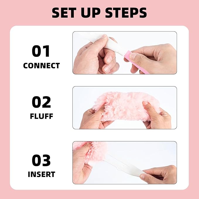 30 Count Pink Duster Refills Compatible with Swiffer Handle, 360° Multi-Surface Duster Refills with 1 Handle, 5X Microfibers Disposable Dusters for Home, Office Cleaning