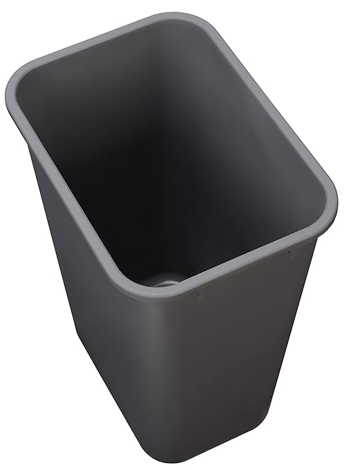 Amazon Basics Rectangular Commercial Office Wastebasket, Easy to Clean, 10 Gallon, Grey, 2-Pack