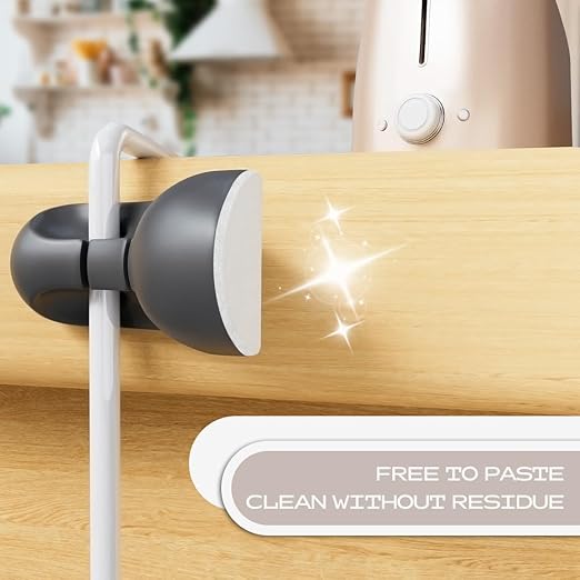 USB Cable Organizer Clips Cord Holder, 6 Packs (7-Slots) White Self Adhesive Desk Cord Cable Management