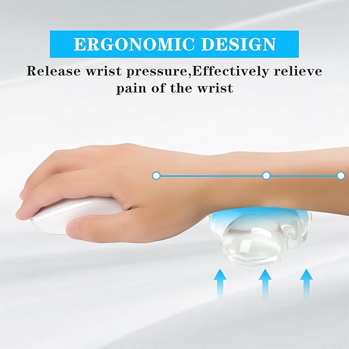 Gel Cloud Mouse Wrist Rest, Cute Wrist Support and Arm Support for Mouse Rest Typing Pain Relief, Suitable for Office/Computer/Laptop/Gaming (Transparent White)