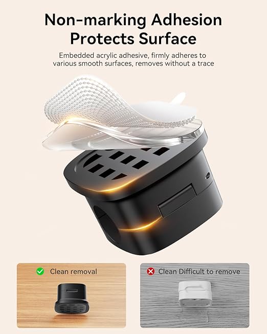 18 Pack Cable Management Cord Organizer,Magnetic Cable Clips-1s Lock,Rocoren Desk Adhesive Cord Cable Clip Wire Holder Keeper for Phone Charger Wire,Nightstand,Car,Office,Desktop Accessory,Black