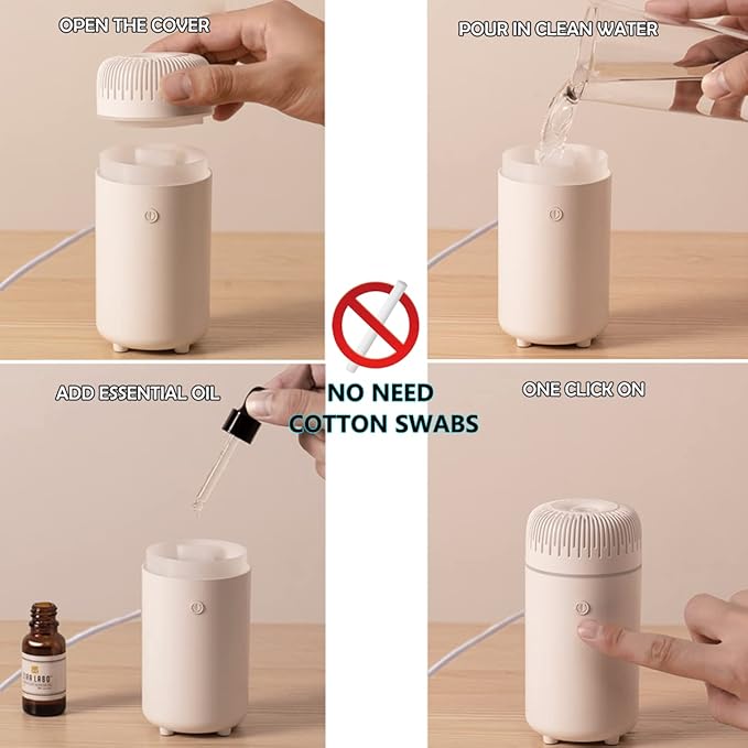 Unee Car Diffuser,USB 100ml Small Humidifier Essential Oil Aroma Diffuser Aromatherapy Diffusers Cool Mist for Car Home Office(White)