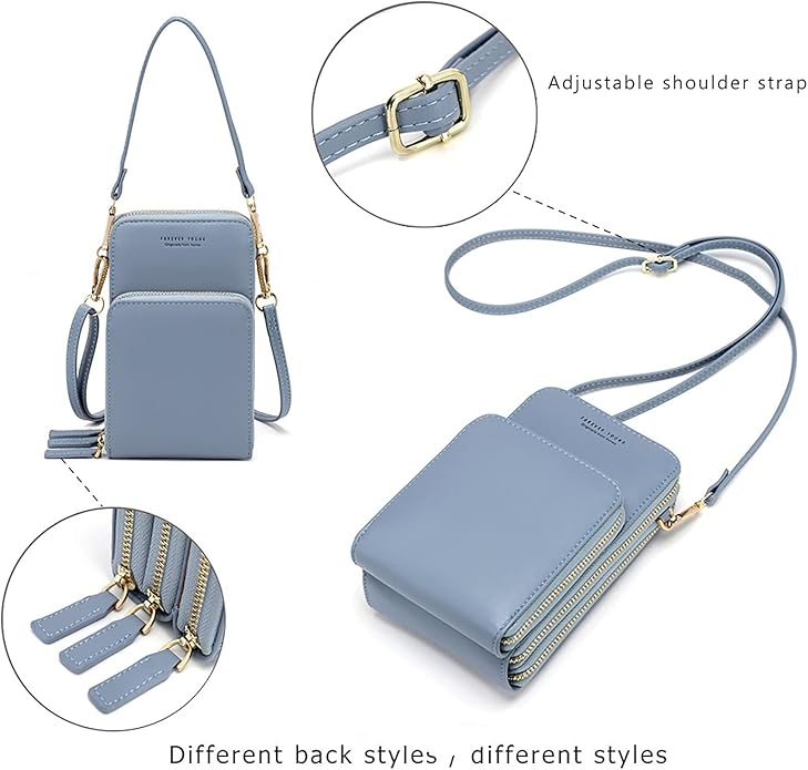 myfriday Small Leather Crossbody Bag for Women with Guitar Strap Mini Crossover Bags & Shoulder Purses with 2 Card Slots