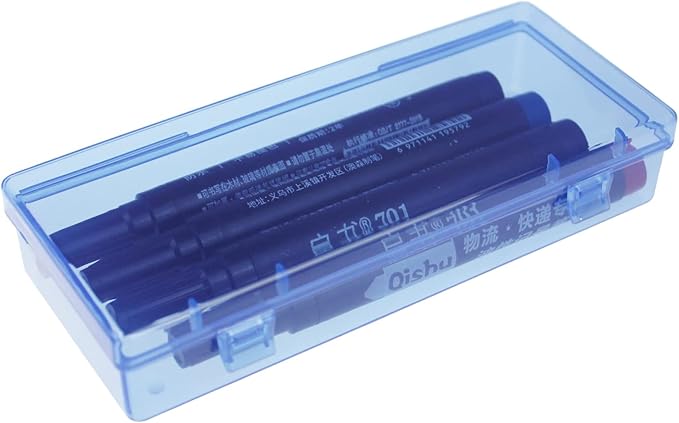 LJY 10 Pieces Rectangular Empty Mini Clear Plastic Organizer Storage Box Containers with Hinged Lids (6.1 x 2.6 x 1.2 inch, Blue)