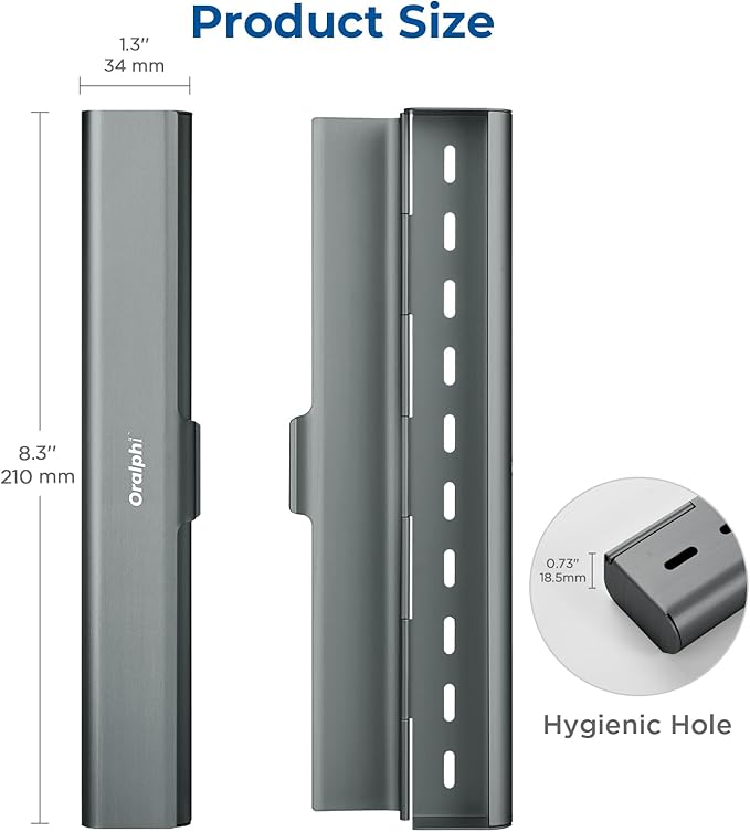 Aluminum Toothbrush Travel Case, Portable Travel Toothbrush Holder, Durable Manual Toothbrush Box Container for Traveling, Bathroom, Camping, Business Trip-Gray Blue