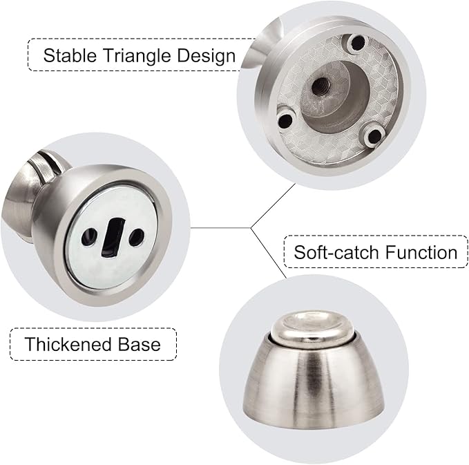 10 Pack Door Stops, Magnetic Door Stopper, Floor Wall Mount Manget Door Stop Heavy Duty Soft Catch Magnetic Doorstop Holders to Keep Door Open, Silver