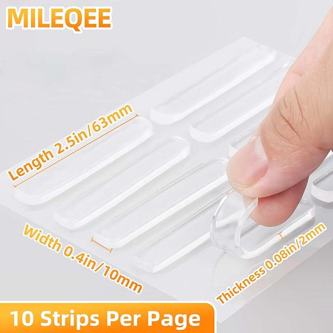 20PCS Clear Protector Strips, Door Wall Bumpers Stopper, Self Adhesive Cabinet Pads Sound Dampening, Cupboard Drawer Cushion Guards, Desk Protective Soft Quiet Cushioning for Furniture Kitchen