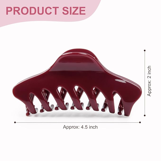2 Pack Large Hair Claw Clips for Women Strong Hold Matte PVC Hair Clips Big Jaw Clips Non Slip Hair Accessories for Thick Hair Styling