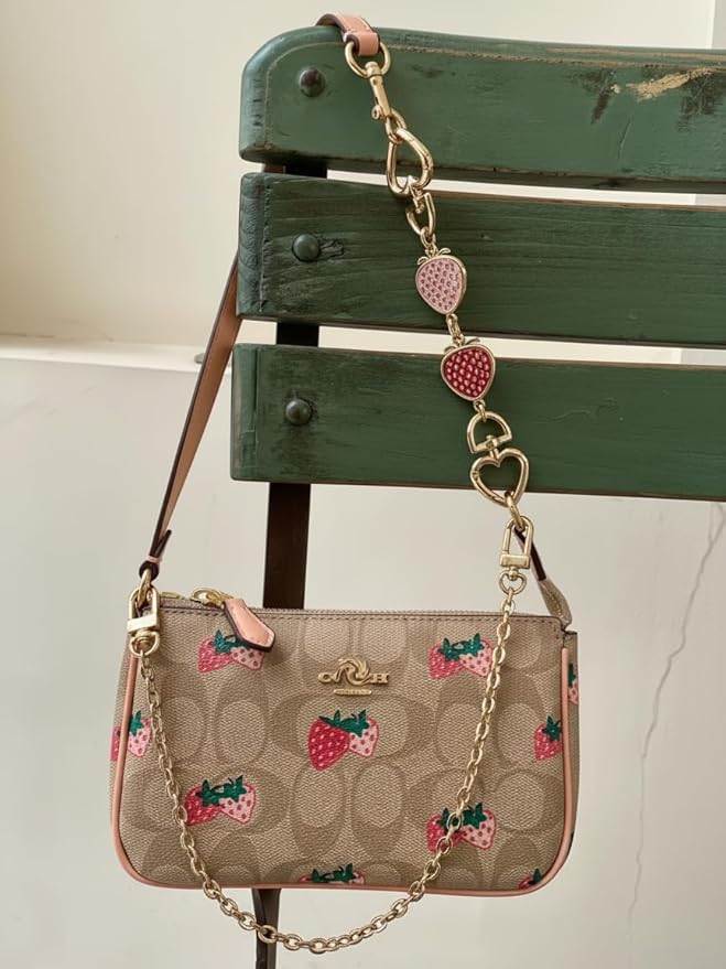 COICOIC Cute Strawberry Purse Strap Extender, 2 Pcs Strawberry Bag Chain Extender Accessory for Tabby Nolita Swinger Laurel Bag