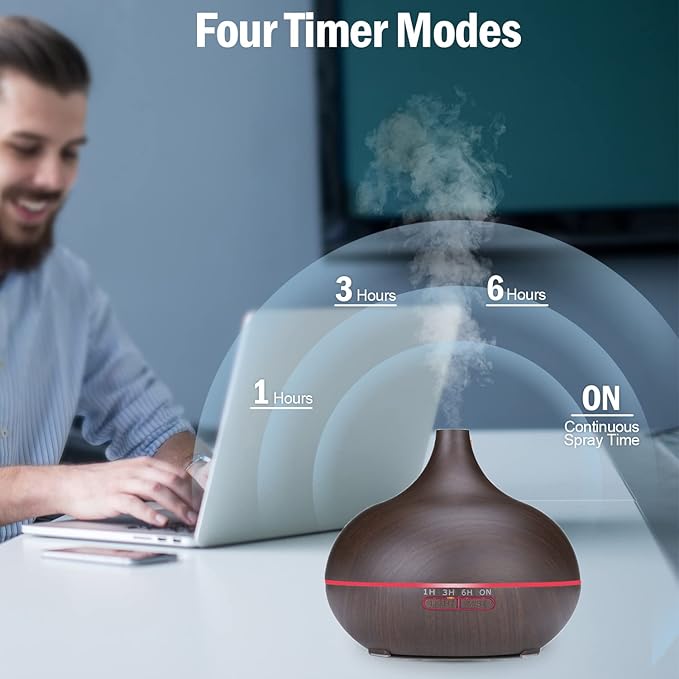 Diffusers for Essential Oils Large Room 550ml Aroma Diffuser for Home, Ultra Quiet Aromatherapy Essential Oil Diffuser, Ultrasonic Cool Mist Humidifier with 7 Light Colors, Timer Setting