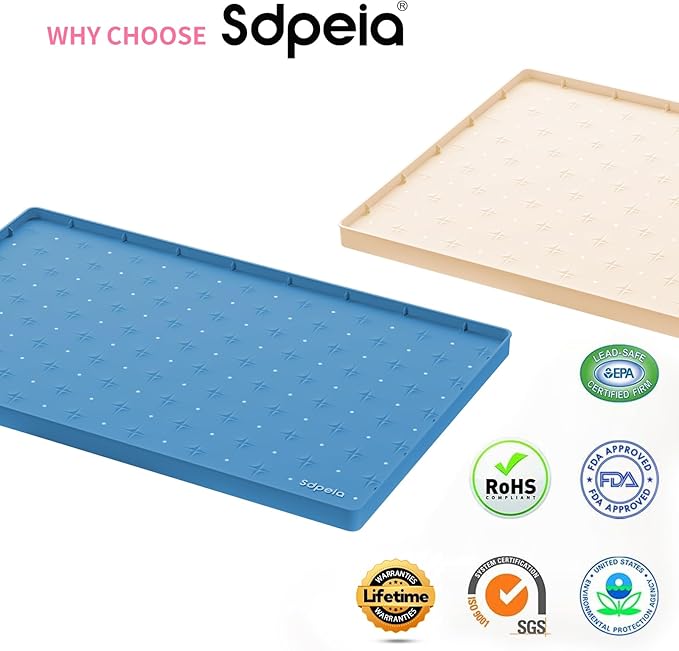 Sdpeia Under Sink Mat 22"×14" Waterproof Silicone Cabinet Liner & Sink Protector for Kitchen & Bathroom, Multi-Purpose Organizers Tray for Pets, Laundry, Cat Litter Mat