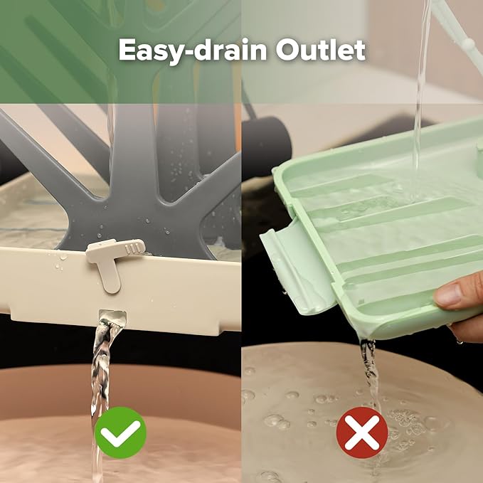 haakaa Portable Baby Bottle Drying Rack with Tray, Space Saving Bottle Drying Tree for Bottles/Pump Parts/Pacifiers,Easy-Store Dryer Rack Great for Home & Travel, BPA Free (Grey)