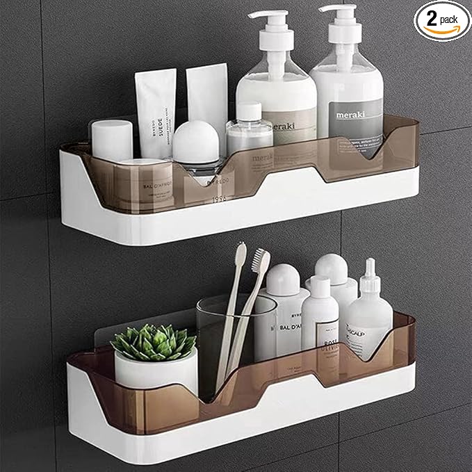MRPAPA Bathroom Organizer Shower Caddy 2 Pack Wall Mounted Bath Shelves Kitchen Organization and Storage Bathroom Wall Mount Adhesive Shower Caddy Corner Shampoo Holder No Drilling Spice Rack
