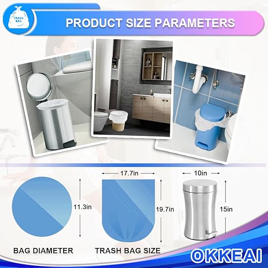 OKKEAI 3 Gallon Small Trash Bags 120 Counts White Garbage Bags Small Bathroom Trash Can Bags 10L Wastebasket Liners for Home Office Kitchen, White, fit 10L-15L Cans
