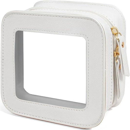 Small Clear Makeup Bag for Women, Mini Cosmetic Bag Portable Makeup Pouch Organizer with Zipper Waterproof Travel Cosmetic Case Cute Travel Toiletry Bag Car Organizer for Essentials