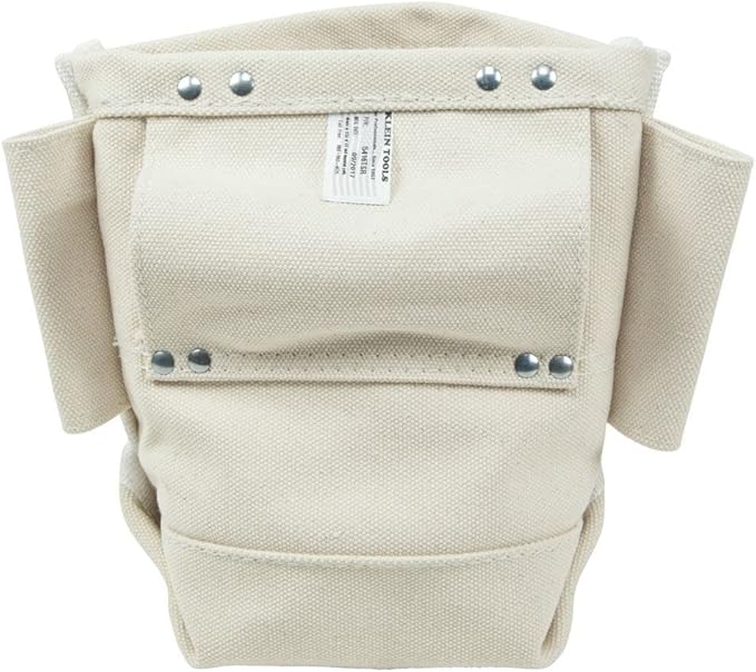 Klein Tools 5416TSR Tool Bag, Bolt Bag with Bull Pin Loops and Drain Holes, Sturdy No. 4 Canvas, Tunnel Loop Connect, 5 x 9 x 10-Inch (Pack of 2)